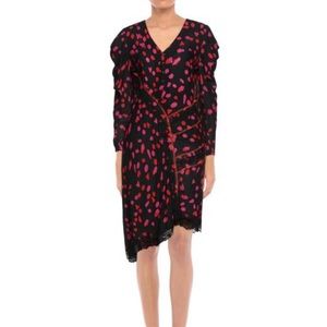 Koche, Knee Length, Long Sleeve, Black Dress, Size 8